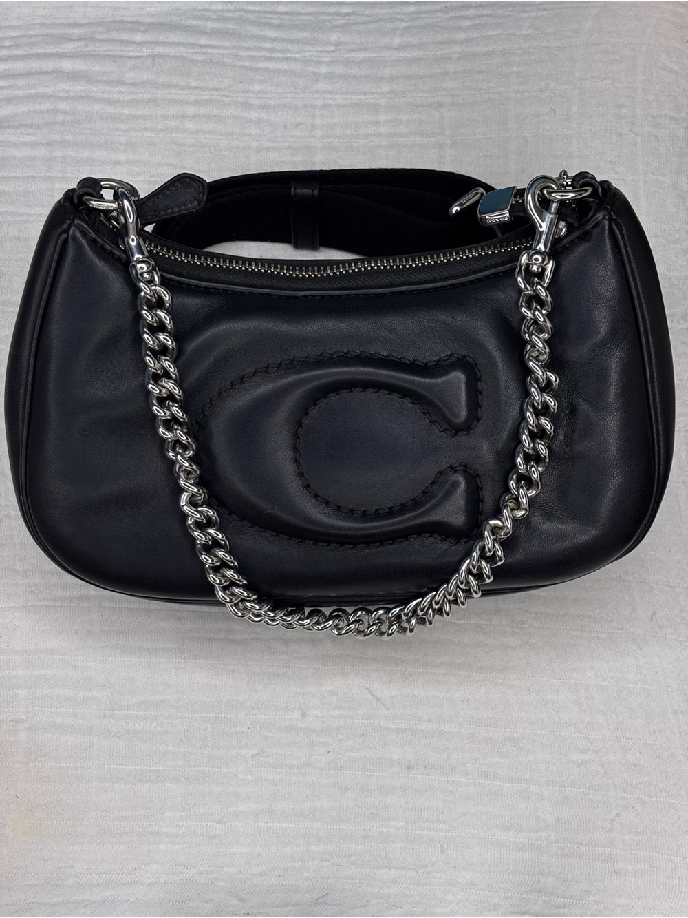 Coach Teri Shoulder Bag with Signature Quilting - Black/Silver